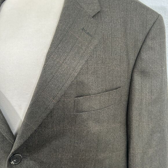Lauren Ralph Lauren Sports Coat Mens 44L Herringbone Three Button Blazer - Picture 3 of 16